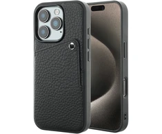 Dėklas Selencia Riva nugarėlė su kortelių dėklu, skirta iPhone 15 Pro – Juoda
