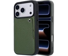 Dėklas Selencia Riva nugarėlė su kortelių dėklu, skirta iPhone 17 Pro – šalavijo žalia