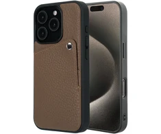 Dėklas Selencia Riva nugarėlė su kortelių dėklu, skirta iPhone 15 Pro – Mocha Brown