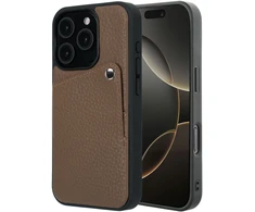Dėklas Selencia Riva nugarėlė su kortelių dėklu, skirta iPhone 16 Pro – Mocha Brown