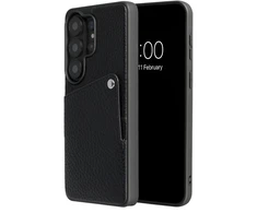 Dėklas Selencia Riva nugarėlė su kortelių dėklu, skirta Samsung Galaxy S26 Ultra – Juoda
