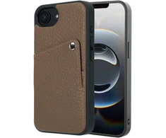 Dėklas Selencia Riva nugarėlė su kortelių dėklu, skirta iPhone 17e / 16e – Mocha Brown