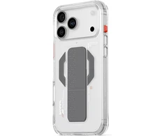 Skinarma Haxa dėklas, skirtas iPhone 17 Pro Max, su magnetiniu įkrovimu ir laikikliu-stovu, skaidrus