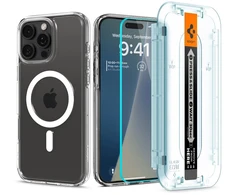 Dėklas Spigen Ultra Hybrid MagSafe, baltas + stiklas tR EZ Fit Pack - iPhone 16 Pro Max