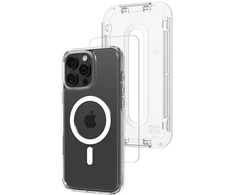 Dėklas Spigen Ultra Hybrid MagSafe, baltas + stiklas tR EZ Fit Pack - iPhone 16 Pro Max