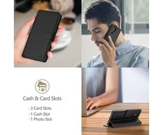 Dėklas Tech-Protect Wallet Xiaomi Redmi Note 15 Pro+ Plus 5G matinės juodos spalvos