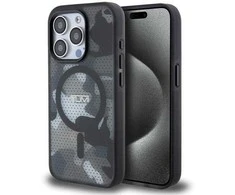Tumi TUHMP15XTCAMK Apple iPhone 15 Pro Max 6.7″ juodos spalvos kietas dėklas with Frosted Camo Print and MagSafe