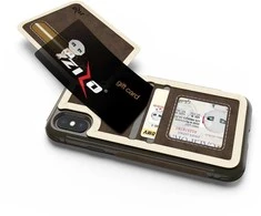 Zizo Nebula Wallet Case - Wallet Back and Zipper Pouch with Tempered Glass Screen Protector for Apple iPhone X Dark Brown/Brown