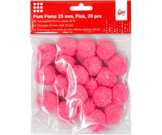 Dekoracija Pom-Pom College, 25 mm., 20 vnt., rožinės spalvos