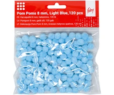 Dekoracija Pom-Pom College, 8 mm., 120 vnt., šviesiai mėlynos spalvos