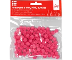 Dekoracija Pom-Pom College, 8 mm., 120 vnt., rožinės spalvos