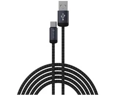 Devia kabelis Gracious EC649 USB - USB-C 1,0 m 2A juodos spalvos