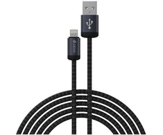 Devia kabelis Gracious EC650 USB - USB-C 1,0 m 2,4A juodos spalvos