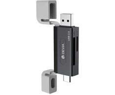 Devia kortelių skaitytuvas 2in1 EL239 USB/USB-C 2.0 juodos spalvos