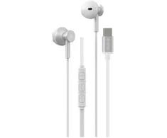 Devia laidinės ausinės Smart M2 Digital Metal USB-C sidabro spalvos
