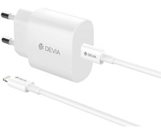 Devia laidinis įkroviklis Rocket PD 20W 1x USB-C baltos spalvos + kabelis USB-C - Lightning