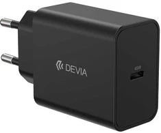 Devia laidinis įkroviklis Rocket PD 45W 1x USB-C juodos spalvos+ kabelis USB-C - USB-C