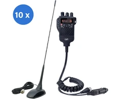 Dėžutė su 10 vienetų CB radijo stoties rinkiniu PNI Escort HP 62 ir PNI Extra 48 antena su magnetu, ASQ, RF stiprinimas