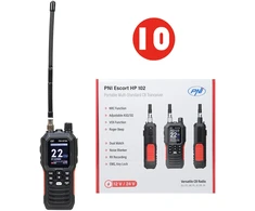 Dėžutė su 10 vnt. nešiojamų CB radijo stotelių PNI Escort HP 102 multi standard, ASQ, 4W, 12V-24V, NRC, Dual Watch, Roger Beep