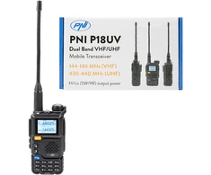 Dėžutė su 20 vienetų nešiojamų VHF/UHF radijo stotelių PNI P18UV, dviejų dažnių, 144-146MHz ir 430-440MHz, 200 kanalų, VOX, nuskaitymas, FM radijas, Li-Ion 2200 mAh