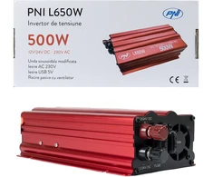 Dėžutė su 20 vienetų PNI L650W įtampos keitiklių, dvigubas maitinimo šaltinis 12V/24V, 230V išėjimas, 500W, modifikuota sinusinė banga, 5V 500mAh USB jungtis, su pridedamais maitinimo gnybtais ir cigarečių degiklio kištuku