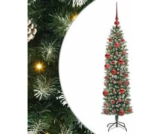Dirbtinis lieknas Kalėdų medis su 150 LED Žalia ir balta 150 cm