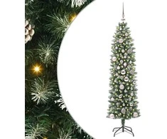 Dirbtinis lieknas Kalėdų medis su 150 LED Žalia ir balta 150 cm
