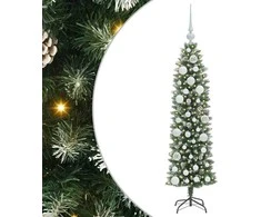 Dirbtinis lieknas Kalėdų medis su 150 LED Žalia ir balta 120 cm