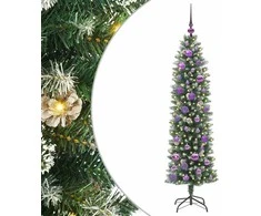 Dirbtinis lieknas Kalėdų medis su 150 LED Žalia ir balta 150 cm
