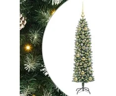 Dirbtinis lieknas Kalėdų medis su 150 LED Žalia ir balta 150 cm