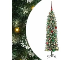 Dirbtinis lieknas Kalėdų medis su 150 LED Žalia ir balta 150 cm
