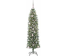 Dirbtinis lieknas Kalėdų medis su 150 LED Žalia ir balta 150 cm
