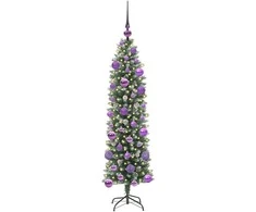 Dirbtinis lieknas Kalėdų medis su 150 LED Žalia ir balta 120 cm