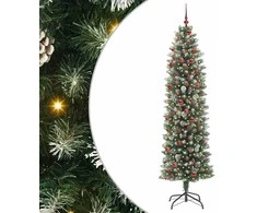 Dirbtinis lieknas Kalėdų medis su 300 LED Žalia ir balta 210 cm