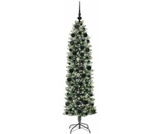Dirbtinis lieknas Kalėdų medis su 300 LED Žalia ir balta 180 cm
