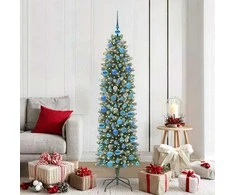 Dirbtinis lieknas Kalėdų medis su 300 LED Žalia ir balta 180 cm