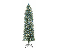 Dirbtinis lieknas Kalėdų medis su 300 LED Žalia ir balta 240 cm