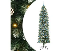 Dirbtinis lieknas Kalėdų medis su 300 LED Žalia ir balta 240 cm