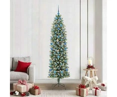 Dirbtinis lieknas Kalėdų medis su 300 LED Žalia ir balta 210 cm