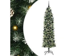 Dirbtinis lieknas Kalėdų medis su 300 LED Žalia ir balta 240 cm