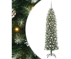 Dirbtinis lieknas Kalėdų medis su 300 LED Žalia ir balta 180 cm