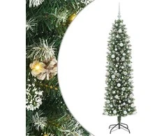 Dirbtinis lieknas Kalėdų medis su 300 LED Žalia ir balta 180 cm
