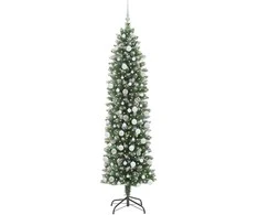 Dirbtinis lieknas Kalėdų medis Žalia ir balta 210 cm