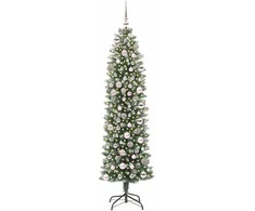 Dirbtinis lieknas Kalėdų medis su 300 LED Žalia ir balta 180 cm