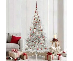 Dirbtinis prieššventinis eglutė su šviesomis Sidabro 210 cm PET