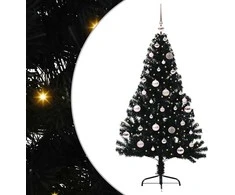 Dirbtinis prieššventinis eglutė su šviesomis Juoda 150 cm PVC