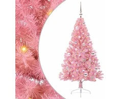 Dirbtinis prieššventinis eglutė su šviesomis Rožinė 150 cm PVC