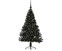 Dirbtinis prieššventinis eglutė su šviesomis Juoda 120 cm PVC