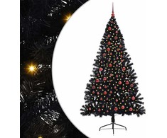 Dirbtinis prieššventinis eglutė su šviesomis Juoda 210 cm PVC