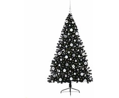Dirbtinis prieššventinis eglutė su šviesomis Juoda 180 cm PVC